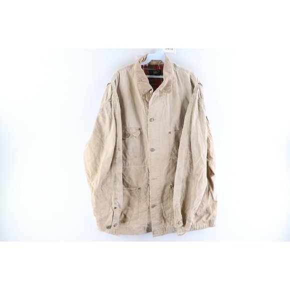 Vintage Ralph Lauren Double RL XL Thrashed Flannel Lined Chore Barn Jacket USA
